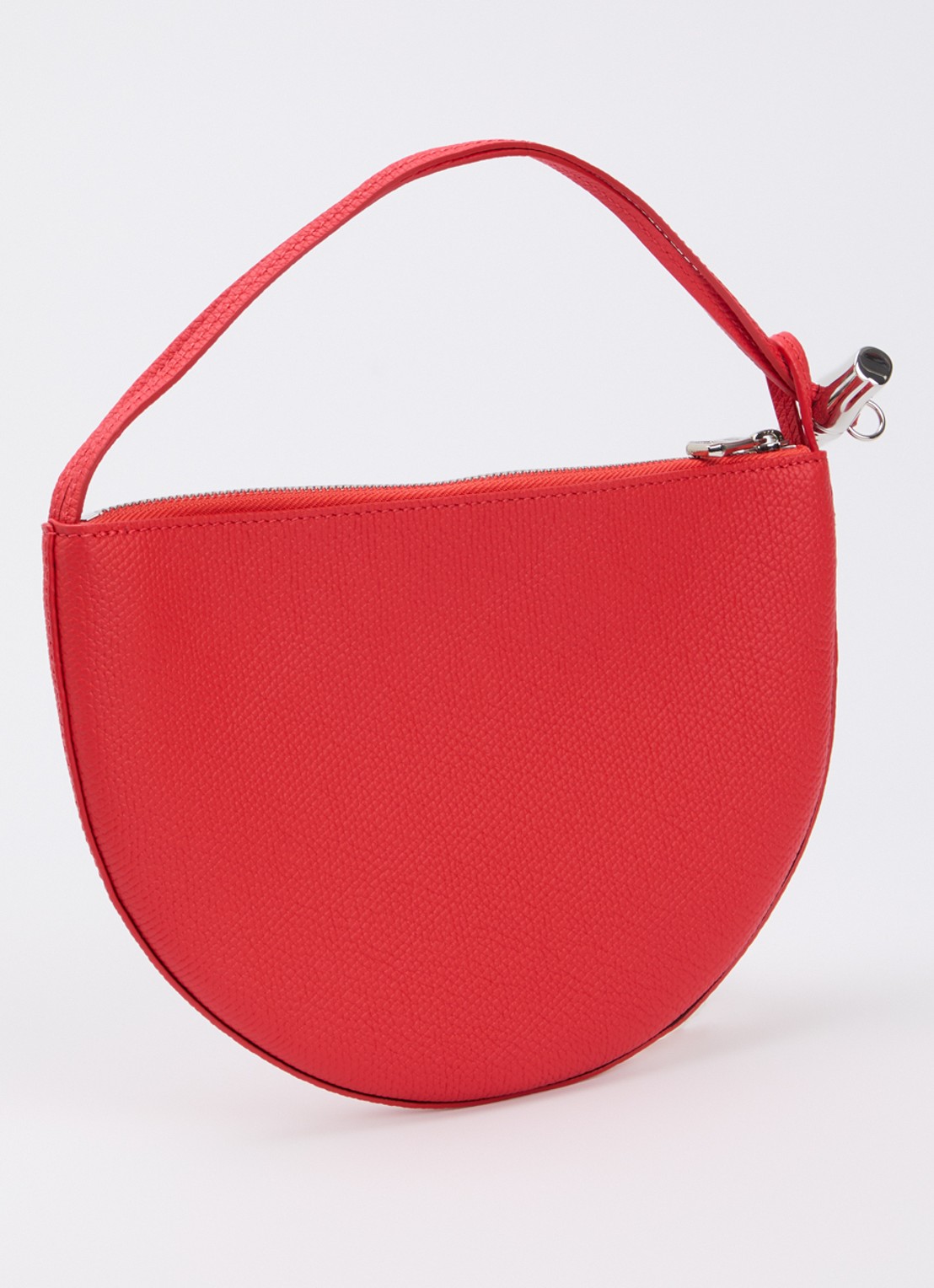 Longchamp Le Roseau schoudertas M van leer - achterkant 4 koraalrood
