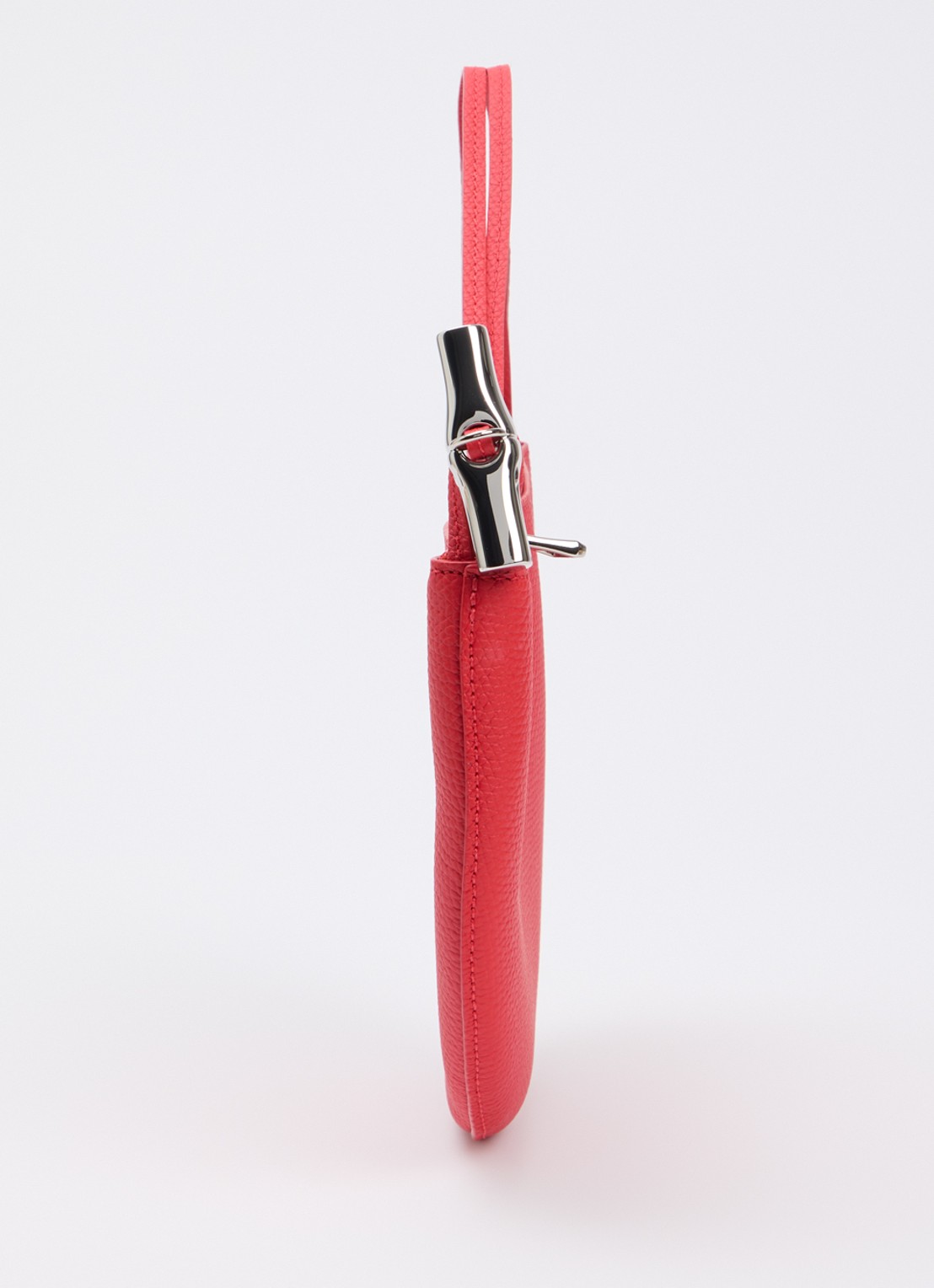 Longchamp Le Roseau schoudertas M van leer - detail 6 koraalrood