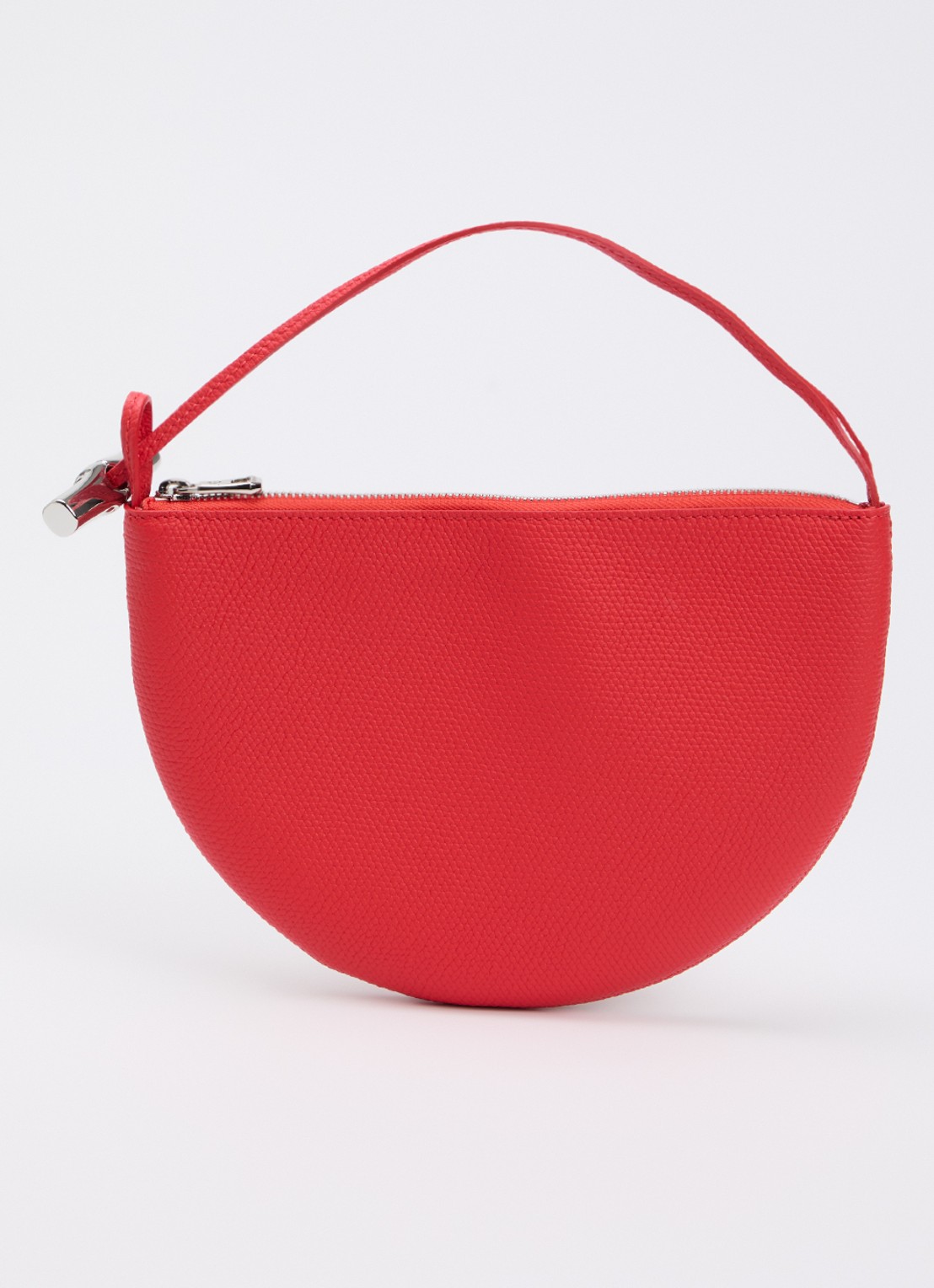 Longchamp Le Roseau schoudertas M van leer - voorkant koraalrood