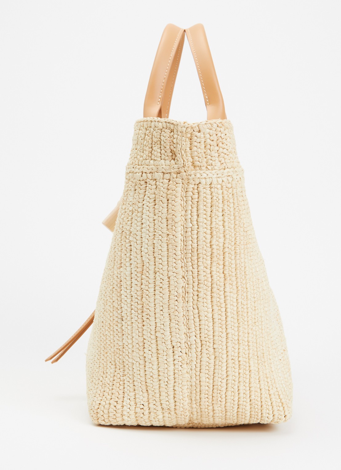 Longchamp Le Roseau shopper L van raffia met kalfsleren details - detail 2 beige
