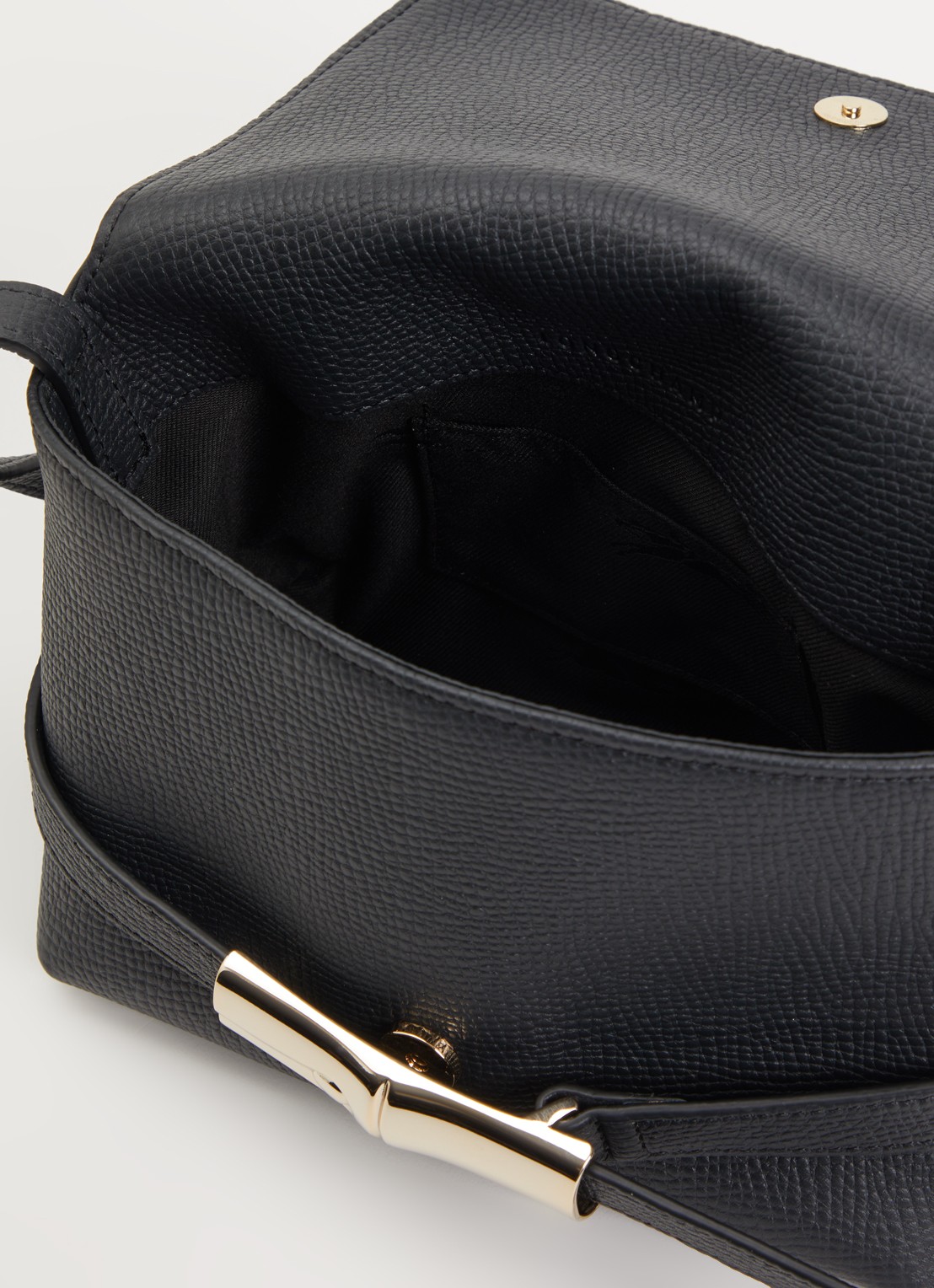 Longchamp Le Smart crossbodytas S van leer  - detail 2 zwart