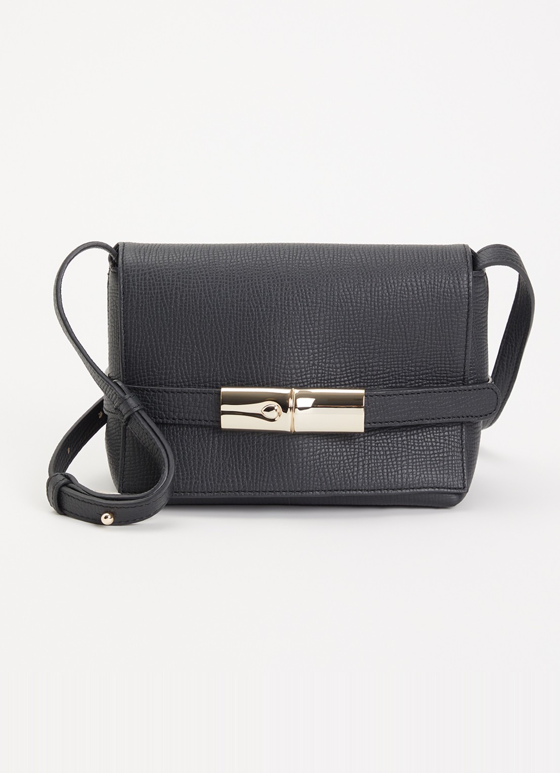 Longchamp Le Smart crossbodytas S van leer  - voorkant 5 zwart