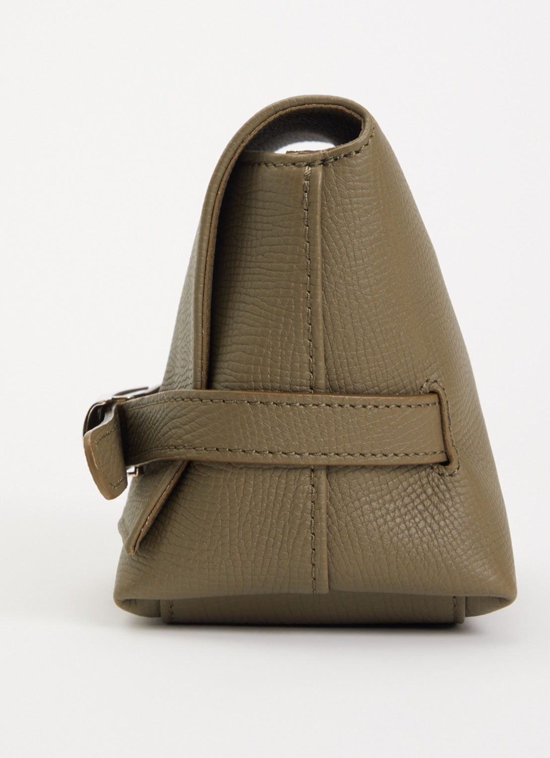 Longchamp Le Smart crossbodytas S van leer  - detail 3 olijfgroen