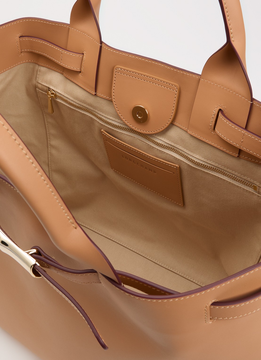 Longchamp Le Smart shopper van kalfsleer - detail 4 camel