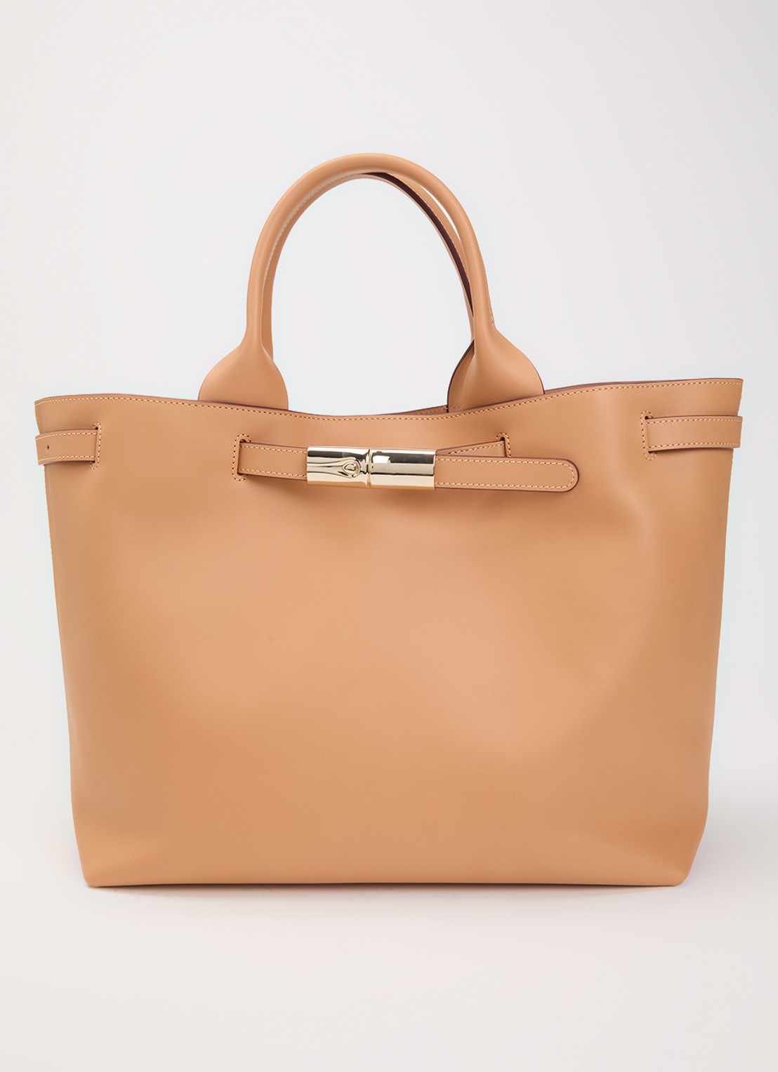 Longchamp Le Smart shopper van kalfsleer - voorkant camel