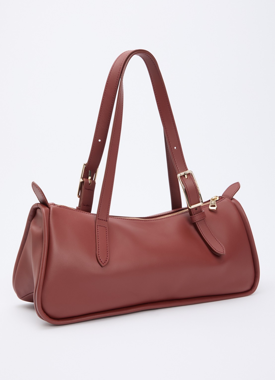 Longchamp Looong schoudertas L van leer - achterkant roodbruin