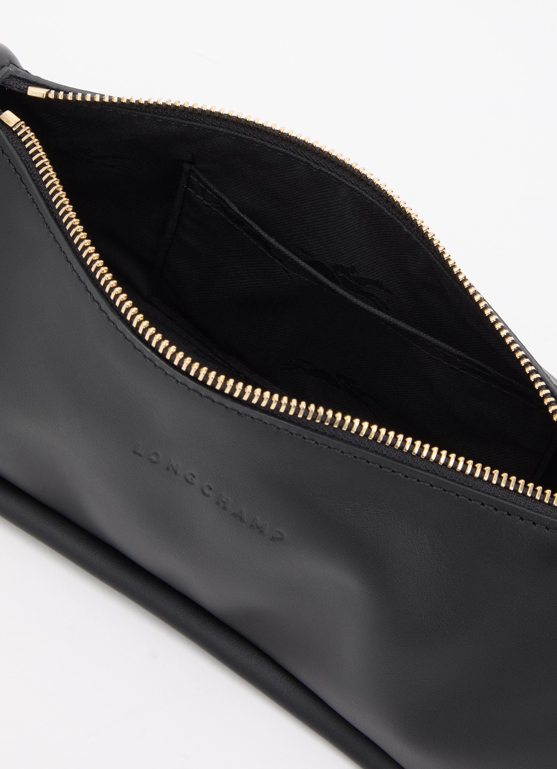Longchamp Looong schoudertas M van leer - detail 3 zwart