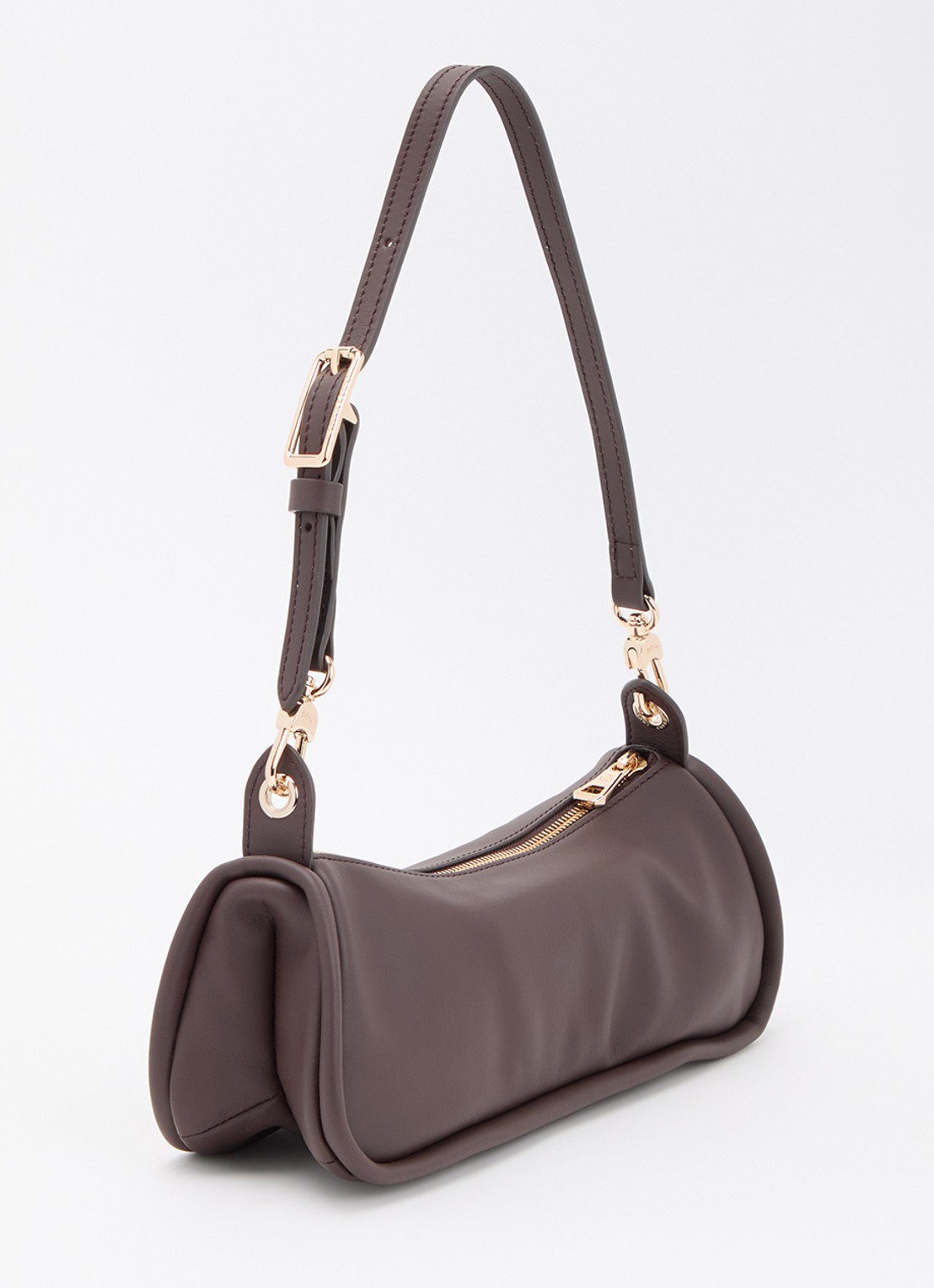 Longchamp Looong schoudertas M van leer - achterkant 5 donkerbruin