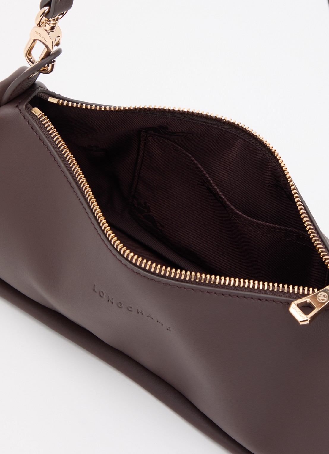 Longchamp Looong schoudertas M van leer - detail 2 donkerbruin