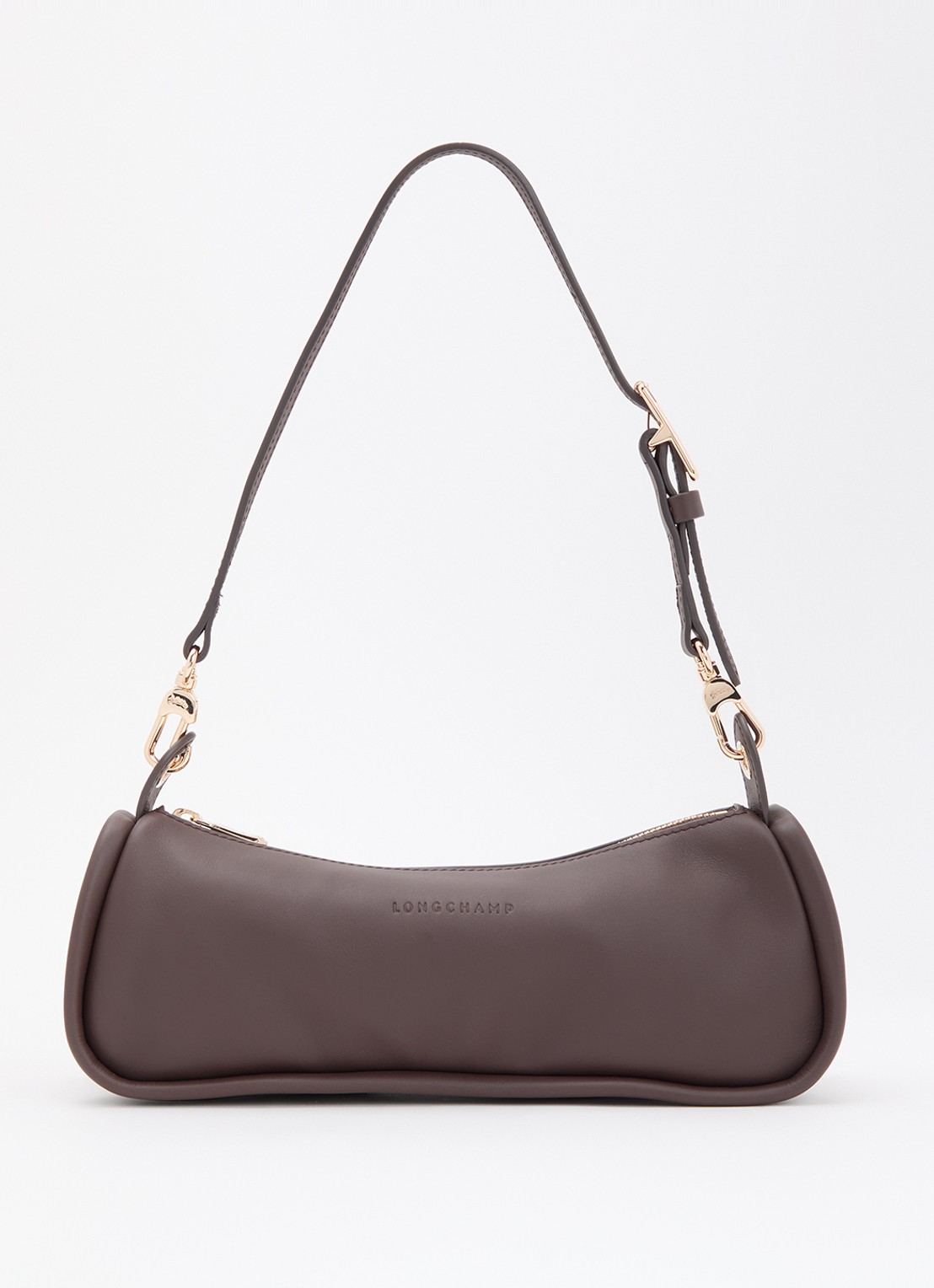 Longchamp Looong schoudertas M van leer - voorkant donkerbruin