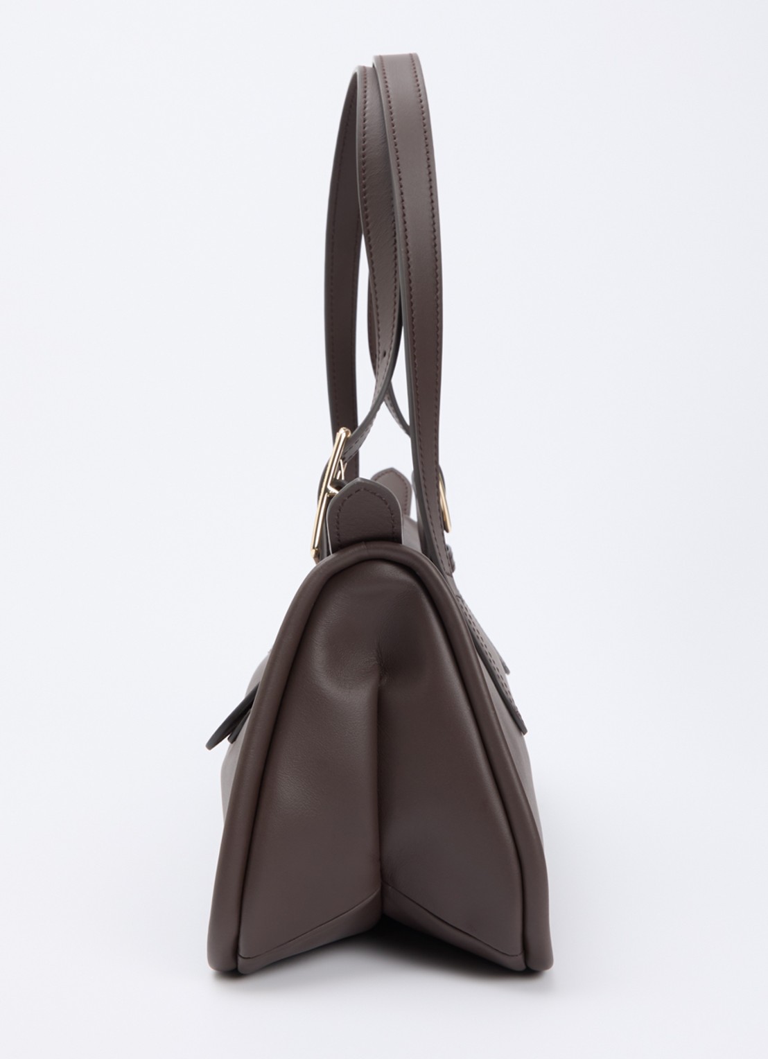 Longchamp Looong schoudertas van leer - detail 4 donkerbruin