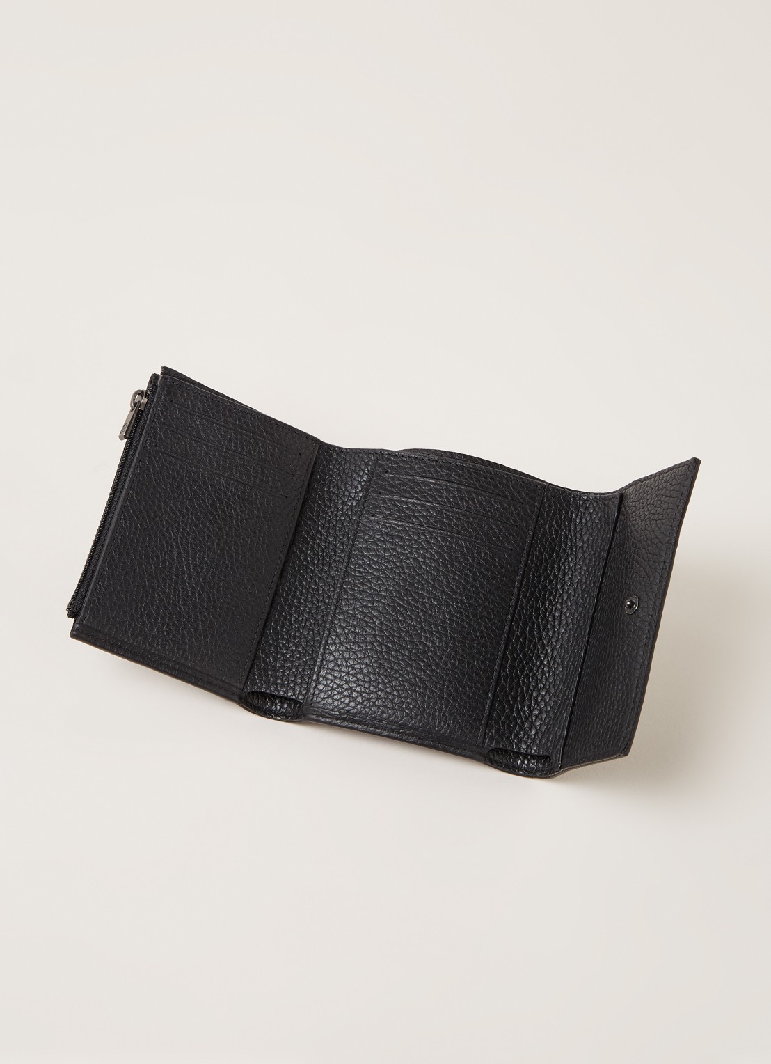 Longchamp Roseau Compact portemonnee van leer - detail zwart