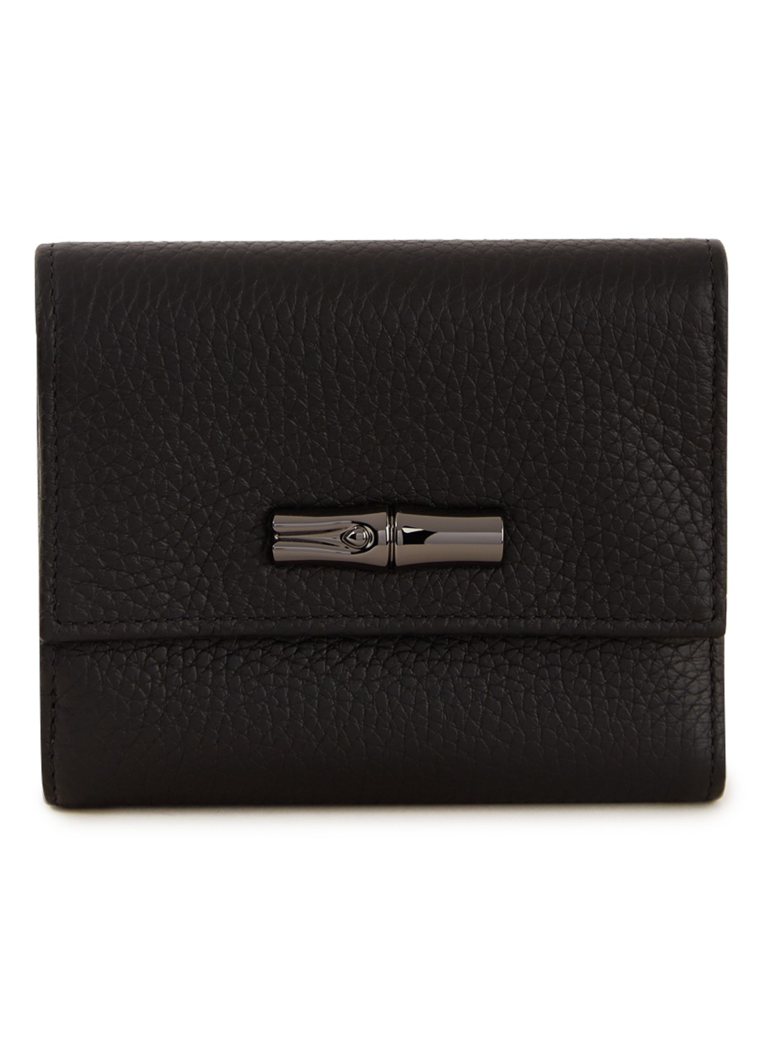 Longchamp Roseau Compact portemonnee van leer - voorkant 2 zwart