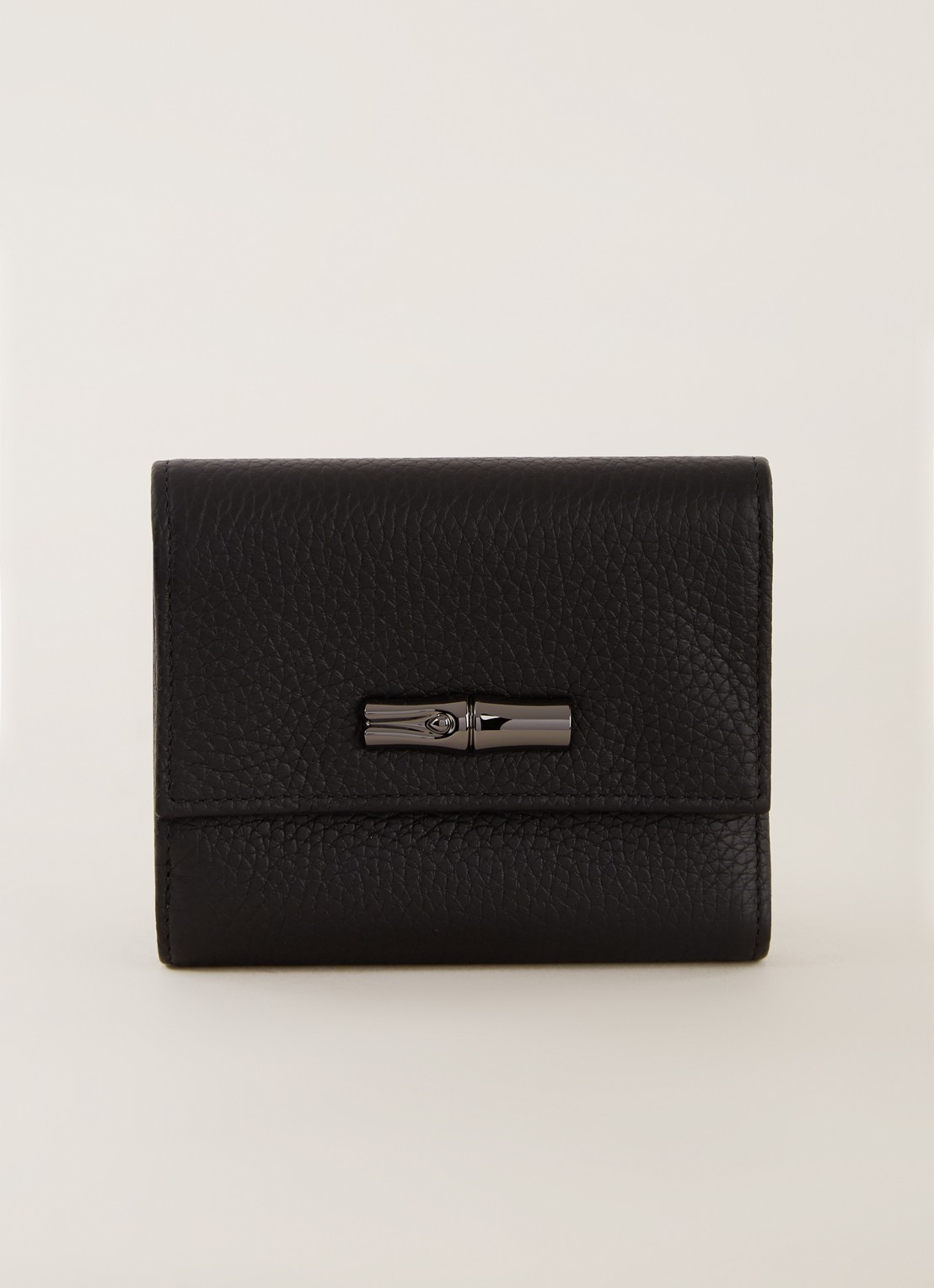 Longchamp Roseau Compact portemonnee van leer - voorkant 3 zwart