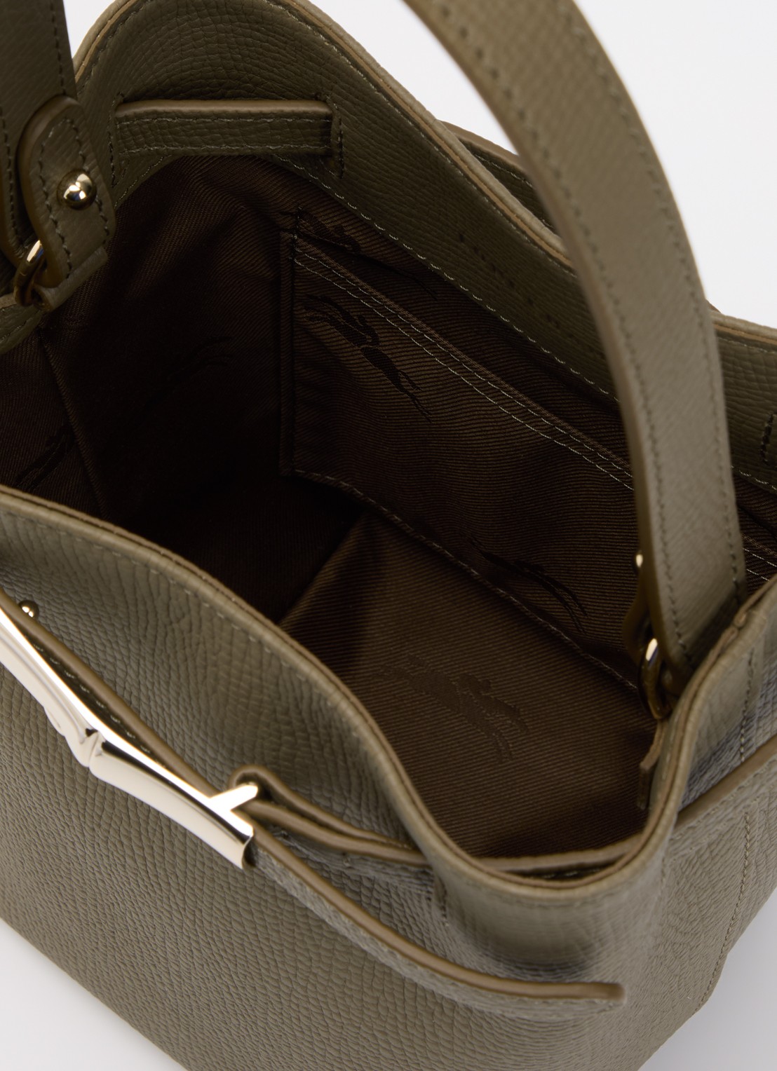 Longchamp Schoudertas van leer met afneembare schouderriem  - detail 2 olijfgroen