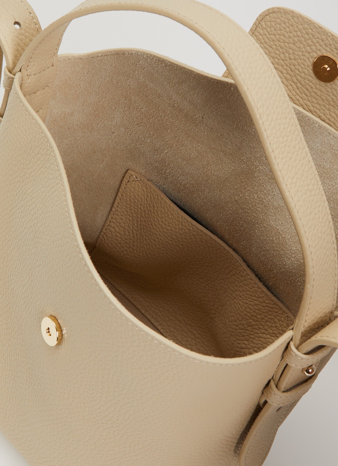 Longchamp Schoudertas van leer met logo  - detail creme