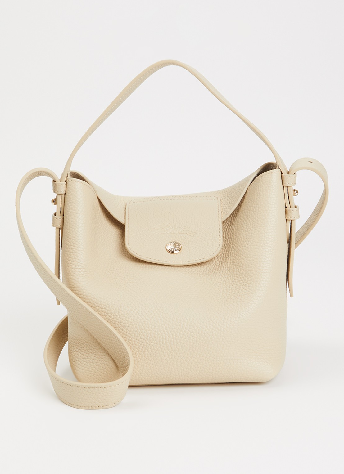 Longchamp Schoudertas van leer met logo  - voorkant 4 creme