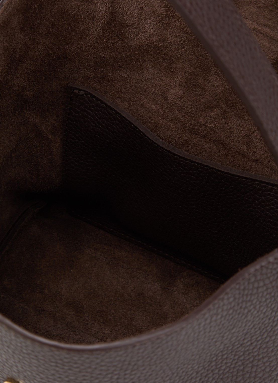 Longchamp Schoudertas van leer met logo  - detail kastanjebruin