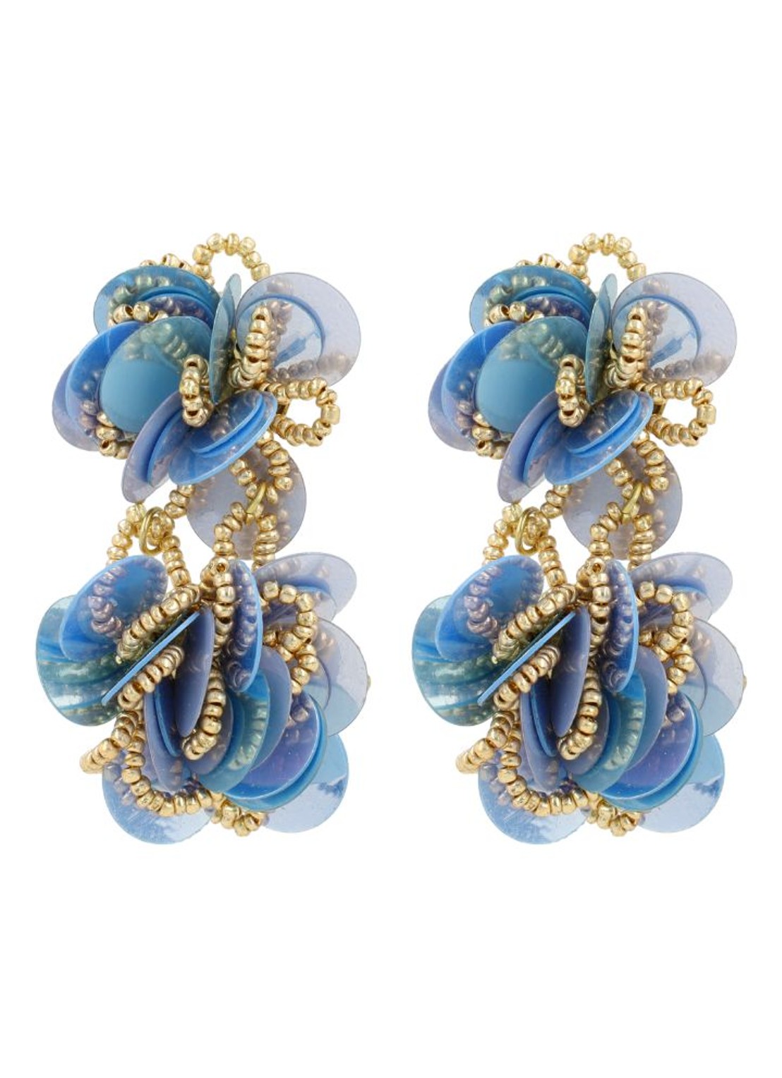 LOTT. gioielli Double Knotted Sequins M oorstekers verguld - voorkant 2 lichtblauw