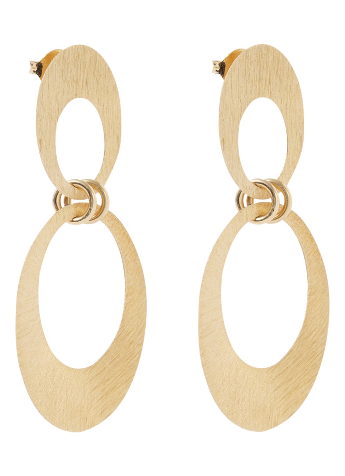 LOTT. gioielli Double Oval Satin oorstekers verguld - voorkant 2 goud