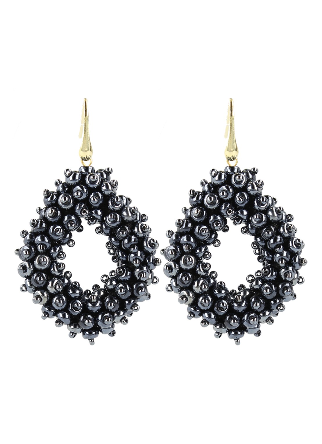 LOTT. gioielli Double Stones Glassberry L oorhangers met kralen - voorkant 2 donkerblauw