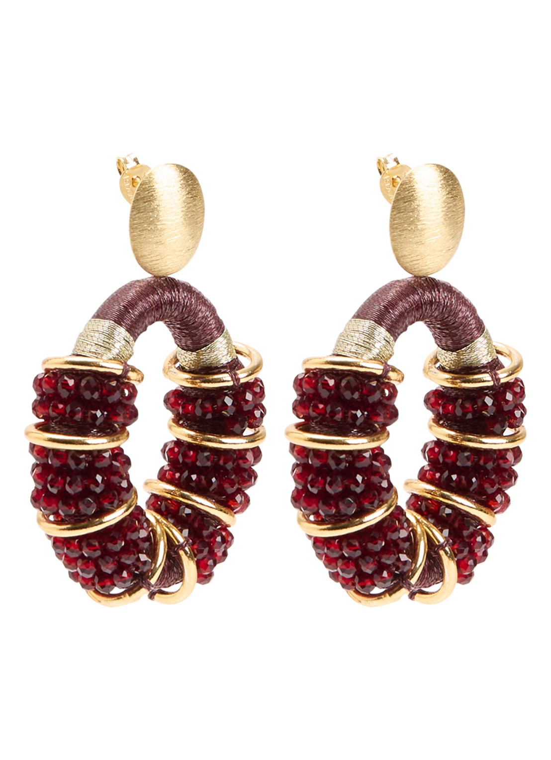 LOTT. gioielli Elle M oorstekers met kralen verguld - voorkant 3 aubergine