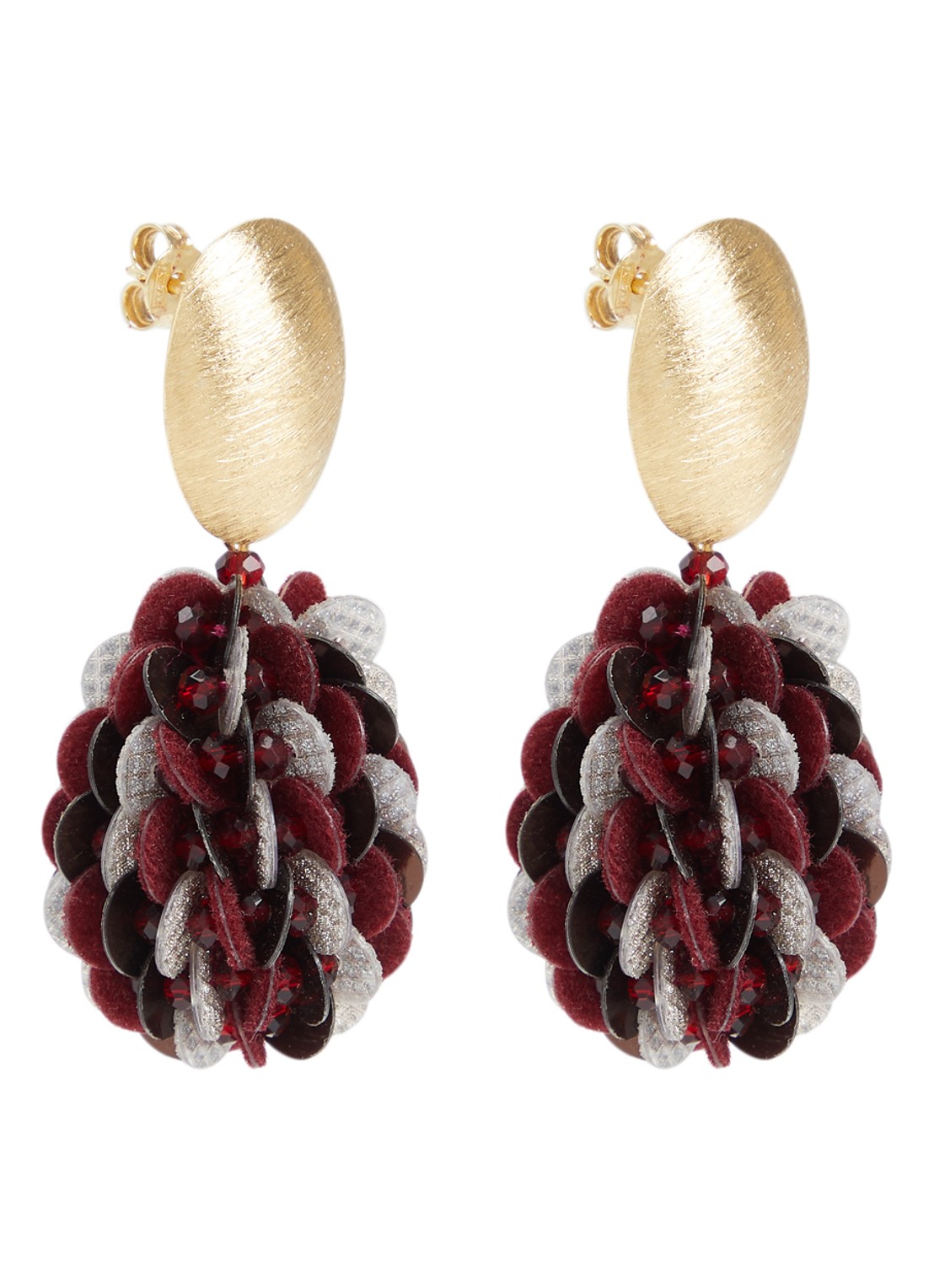 LOTT. gioielli Estelle S oorstekers met pailletten verguld - voorkant aubergine