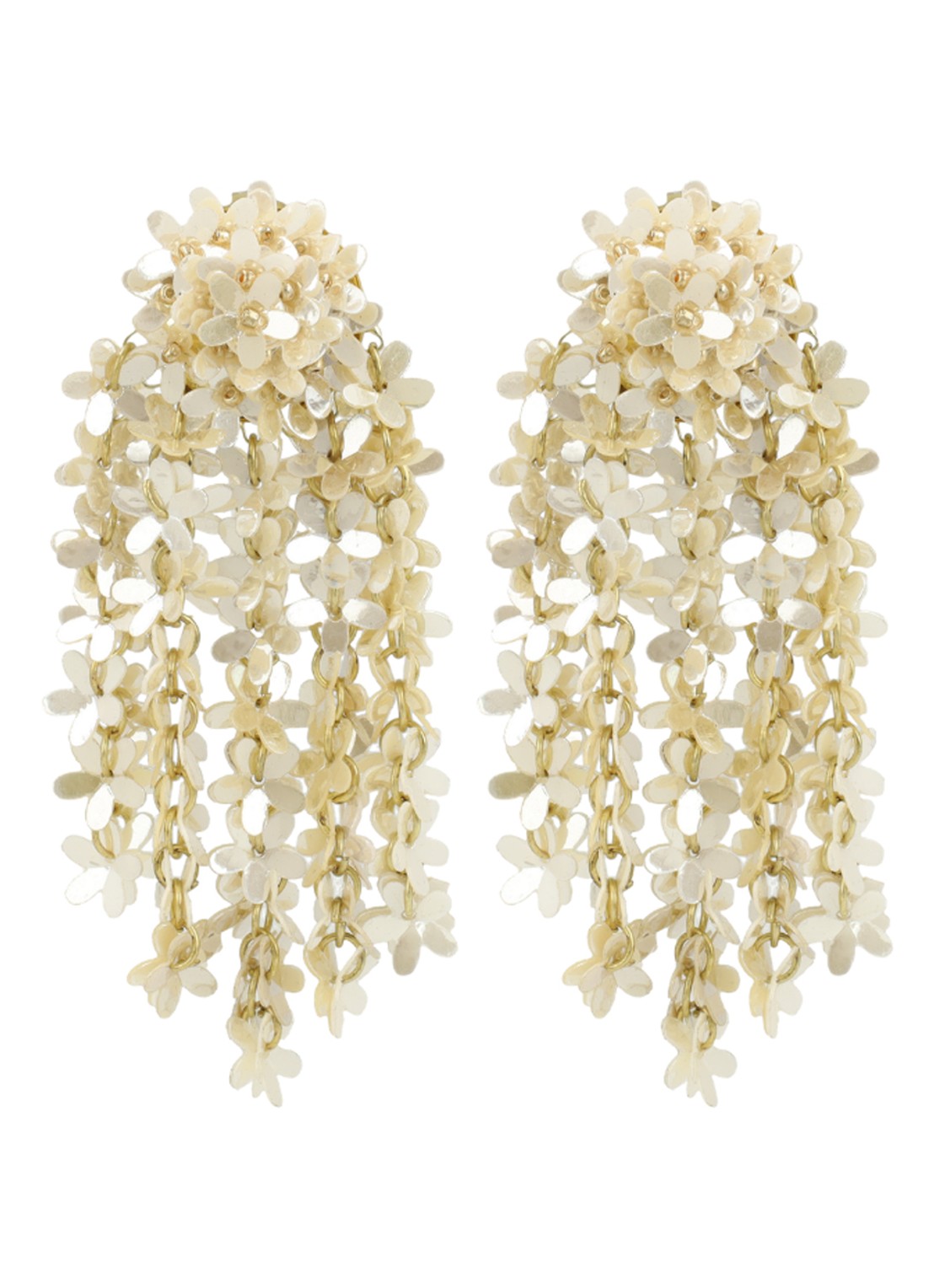 LOTT. gioielli Fleur oorstekers met pailletten - voorkant beige