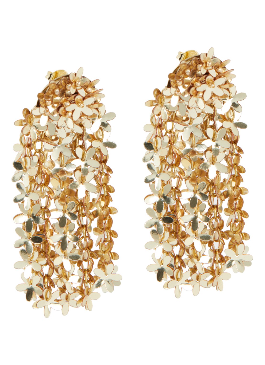 LOTT. gioielli Flower Rain oorstekers met pailletten verguld - voorkant goud