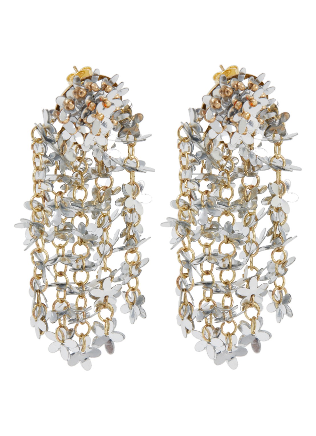 LOTT. gioielli Flower Rain oorstekers met pailletten verguld - voorkant zilver