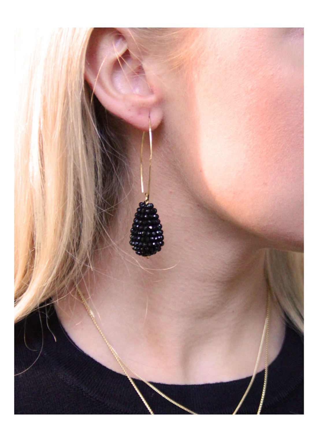 LOTT. gioielli Glassberry Cone S  oorhangers verguld - detail zwart