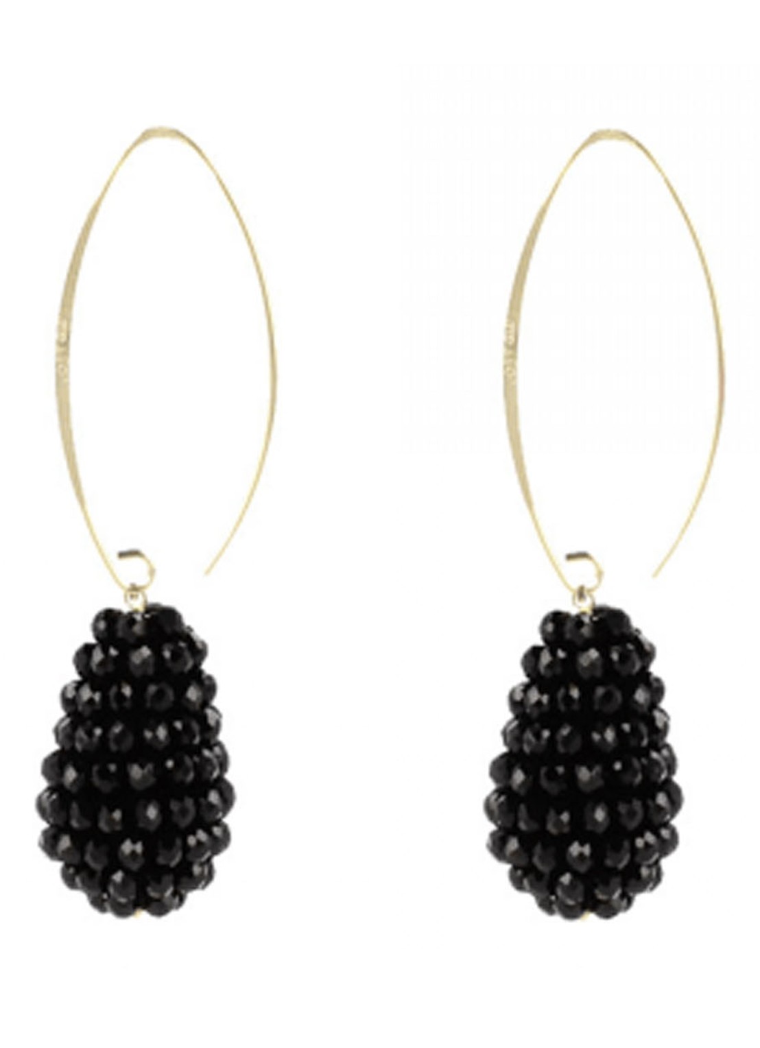 LOTT. gioielli Glassberry Cone S  oorhangers verguld - voorkant 2 zwart