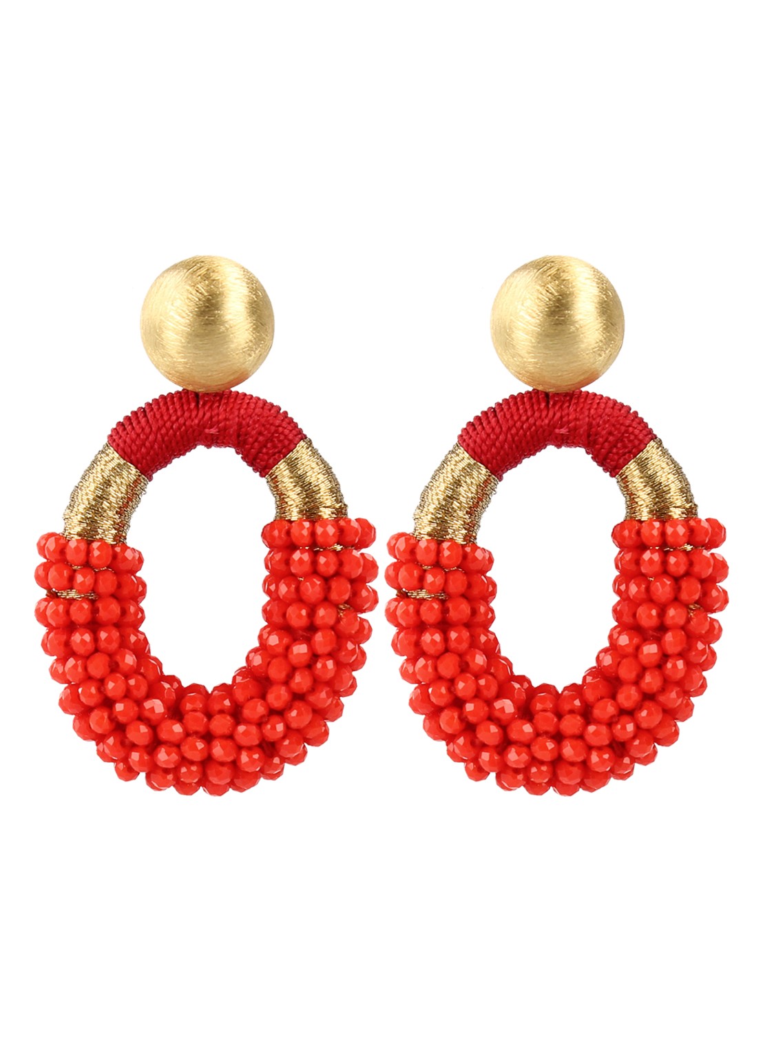 LOTT. gioielli Glassberry Silk M oorhangers met kralen - voorkant rood