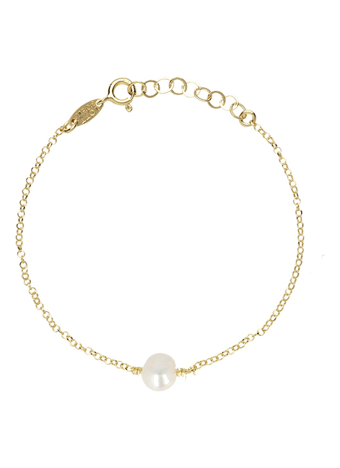 LOTT. gioielli Schakelarmband met parel - voorkant goud
