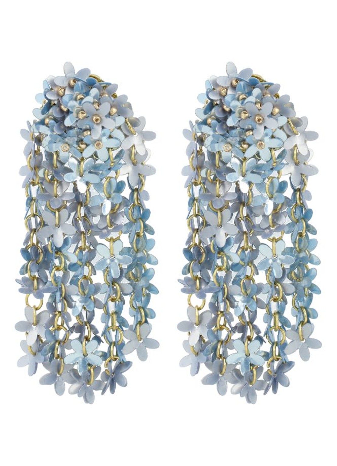 LOTT. gioielli Sequin Flower Rain oorstekers - voorkant lichtblauw