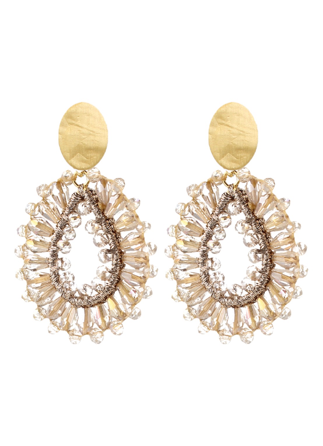LOTT. gioielli Silk Drop Crystal oorstekers met kralen - voorkant goud
