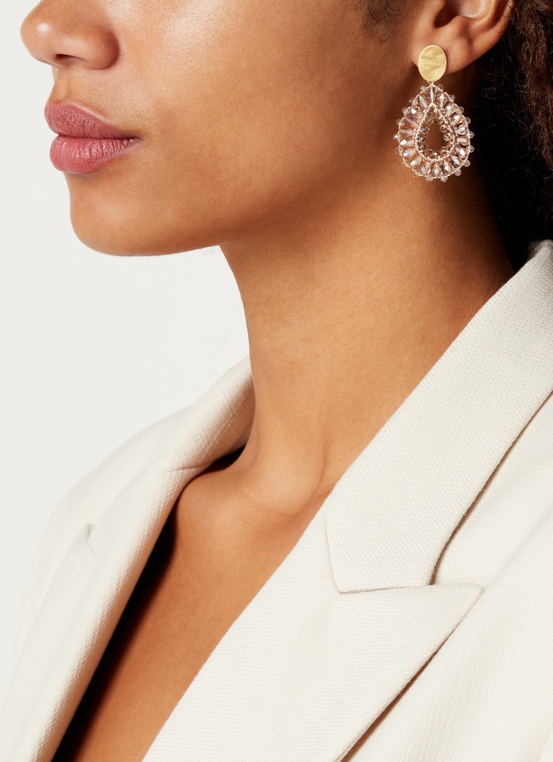 LOTT. gioielli Silk Drop Crystal oorstekers met kralen - voorkant 2 goud