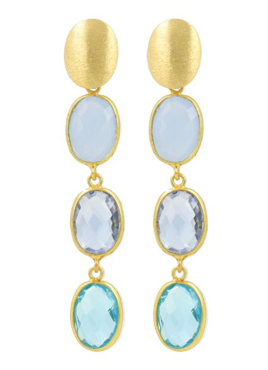 LOTT. gioielli Three Framed Stones April oorstekers verguld - voorkant 2 lichtblauw