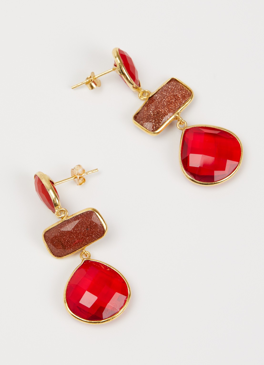 LOTT. gioielli Triple Shapes Lune oorstekers verguld - detail 3 rood