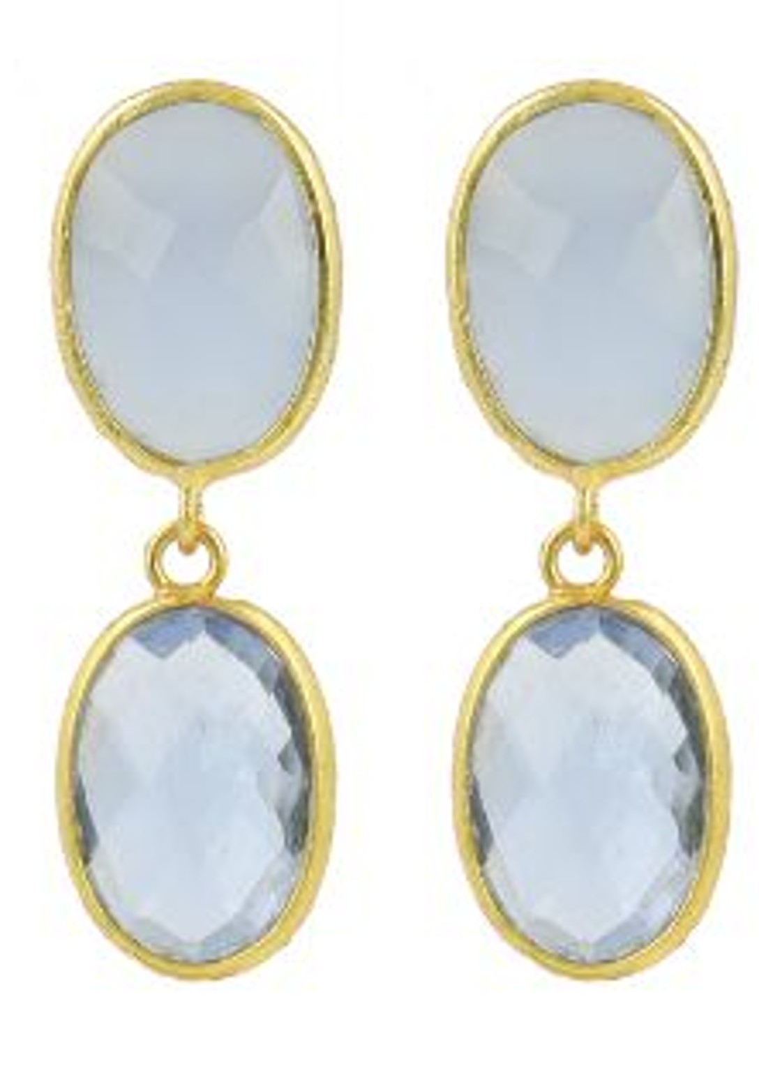LOTT. gioielli Two Framed Stones with Pin Anya oorstekers vergul - voorkant 2 lichtblauw