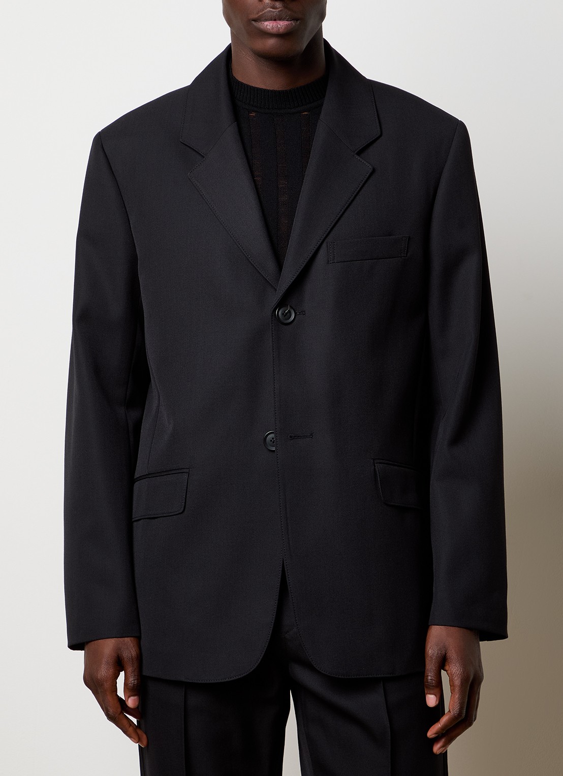 Louis Gabriel Nouchi Oversized colbert in wolblend - detail 3 zwart
