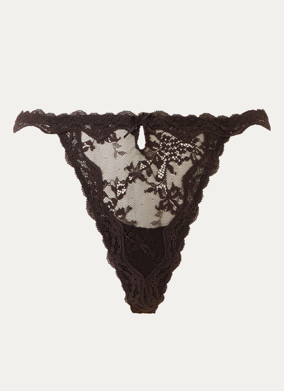 Lounge Adorn string van kant - voorkant chocoladebruin