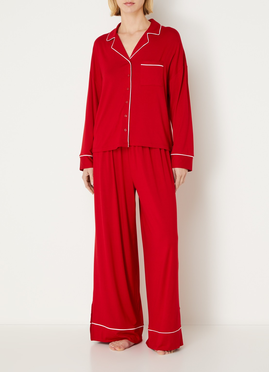 Lounge Alpine Dreams pyjamabroek - voorkant 3 rood