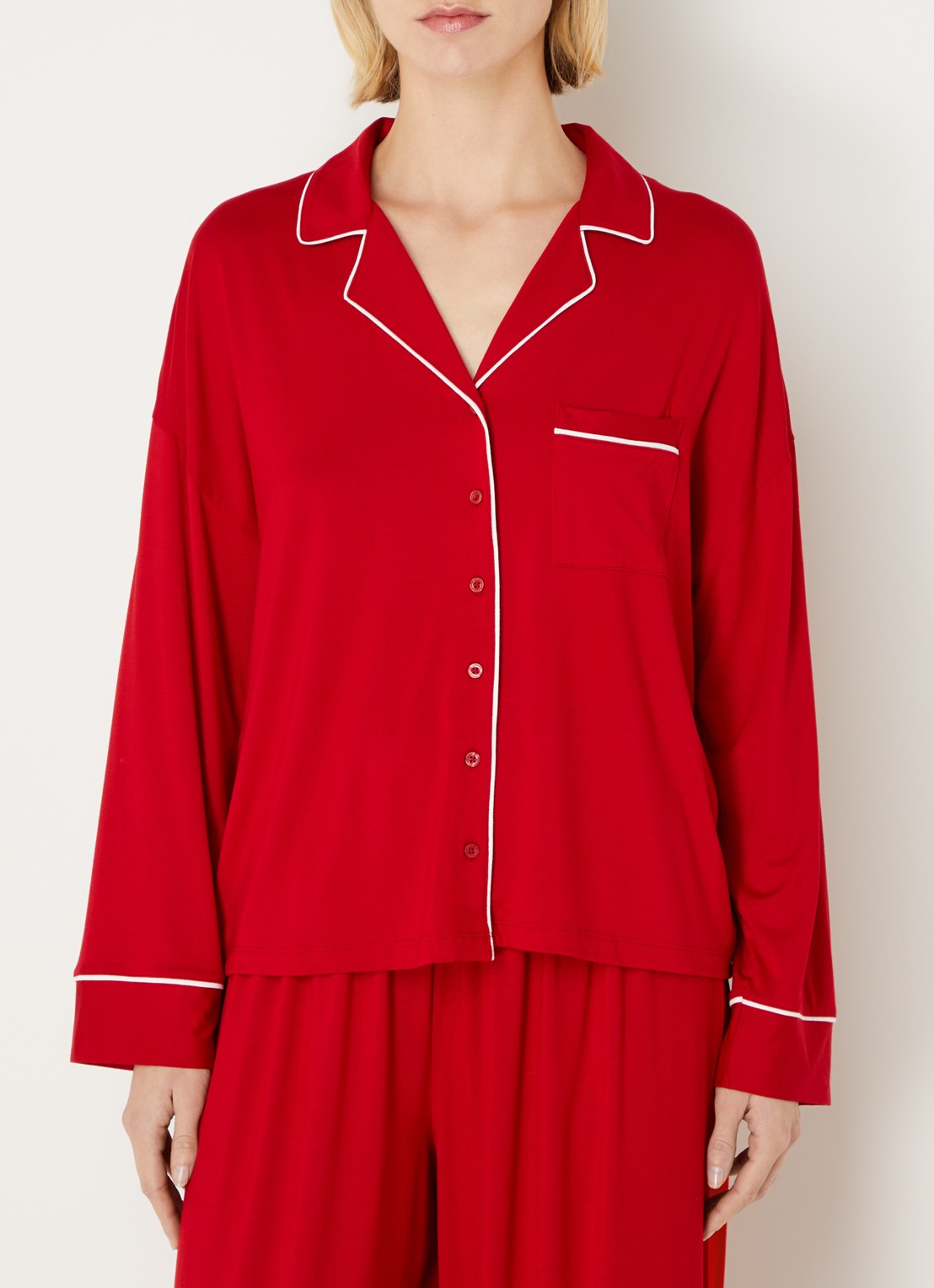 Lounge Alpine Dreams pyjamatop met V-hals - detail 4 rood