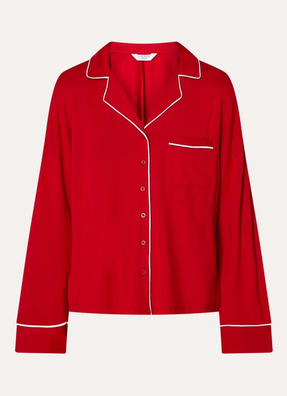 Lounge Alpine Dreams pyjamatop met V-hals - voorkant rood