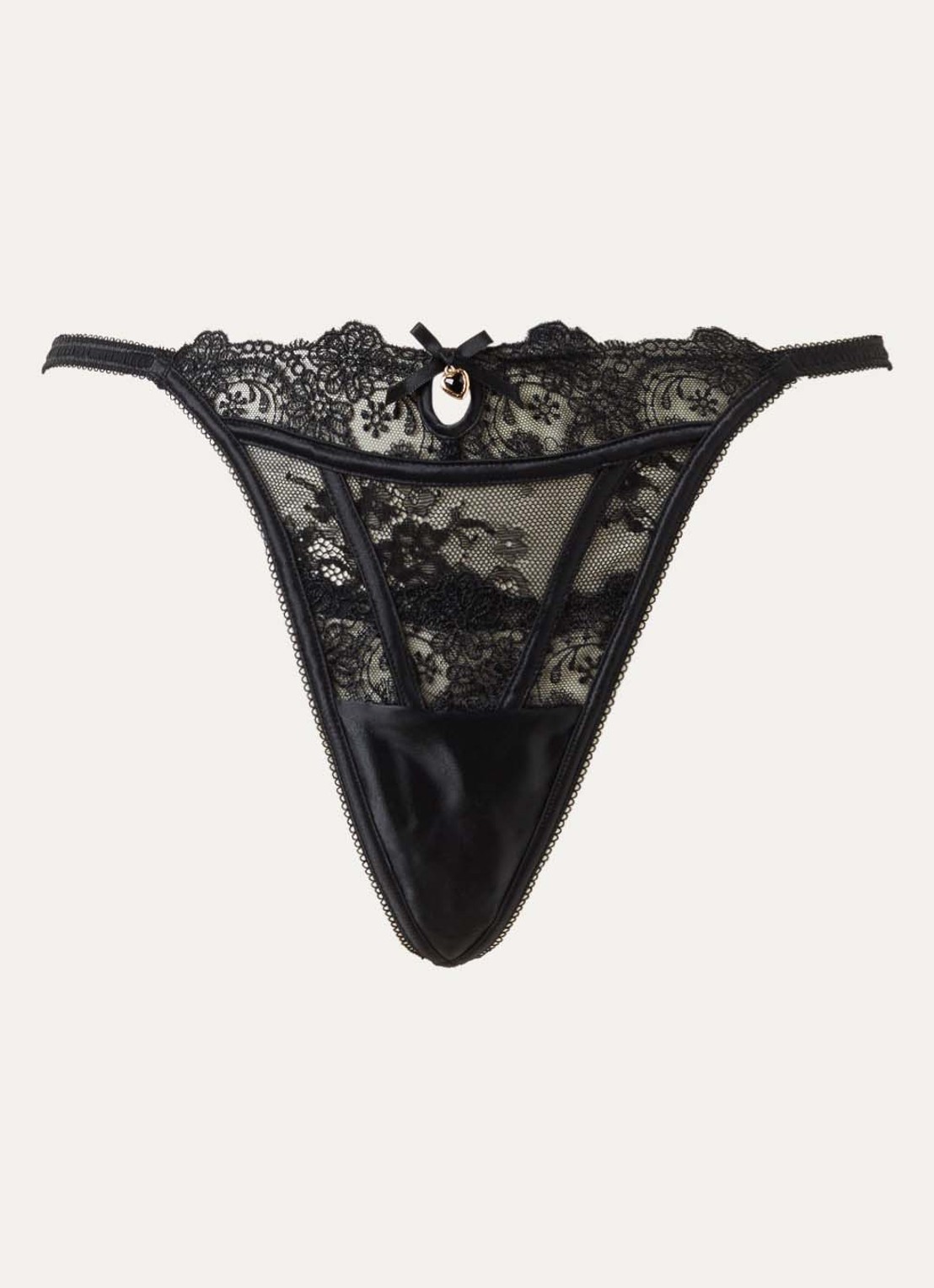 Lounge Arabella string van mesh - voorkant zwart
