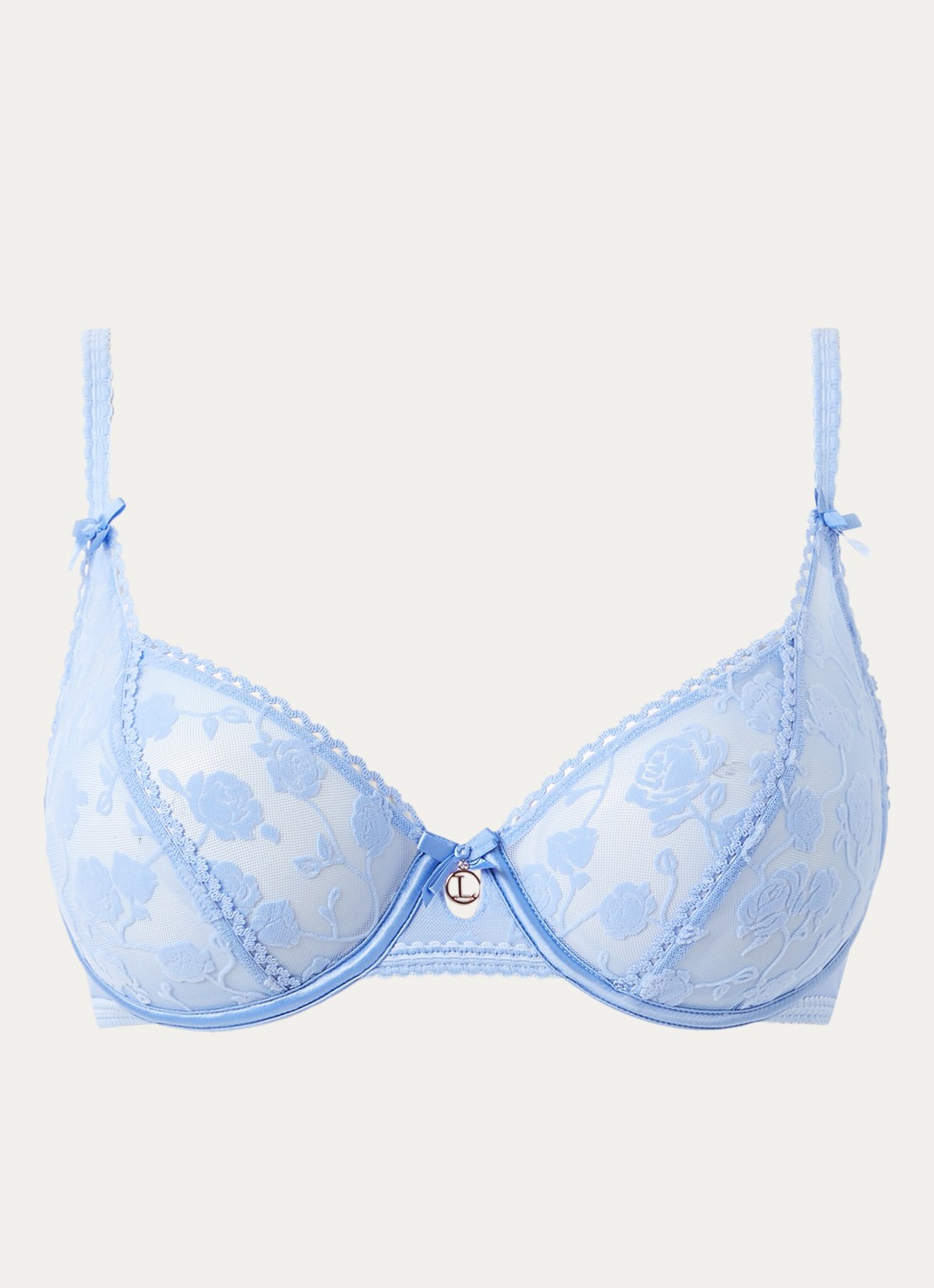 Lounge Beugel bh van mesh met flockprint - voorkant 4 blauw