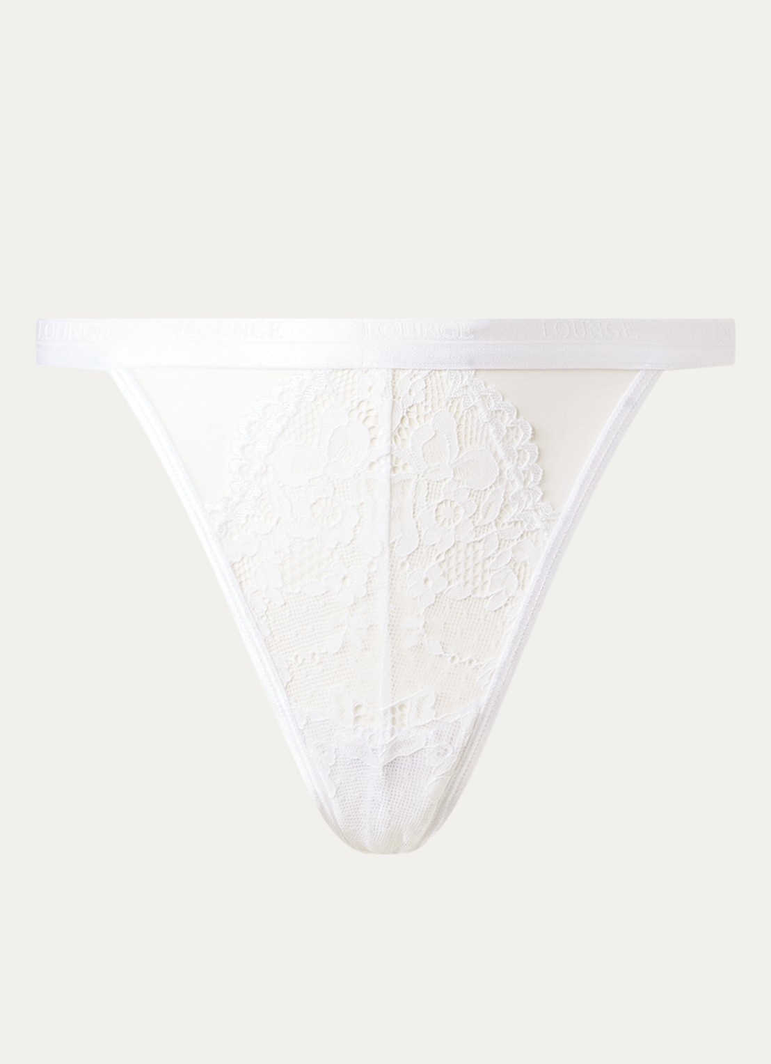 Lounge Blossom tanga met logoband - voorkant 4 wit