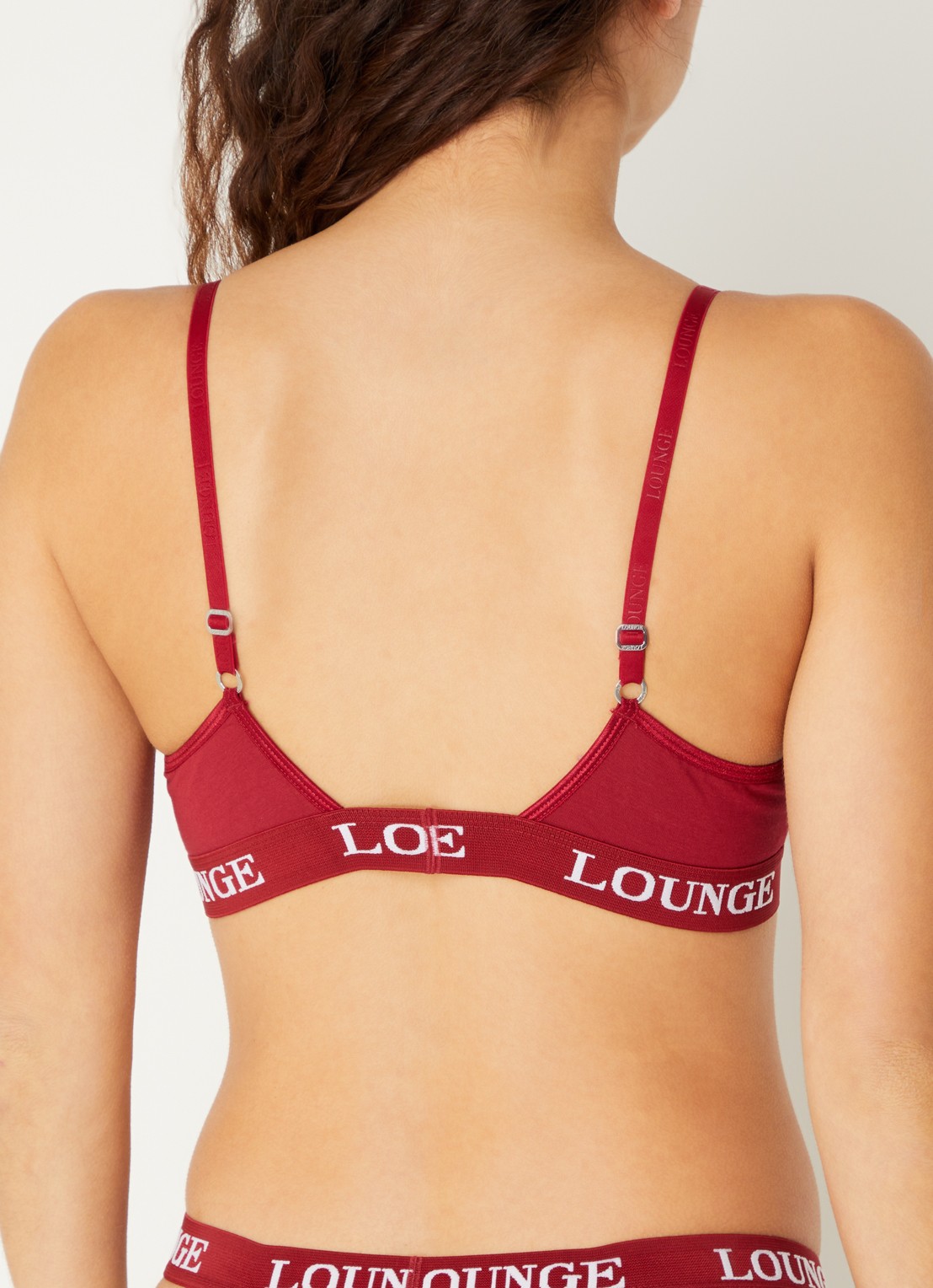 Lounge Bralette met logoband - achterkant 3 bordeauxrood