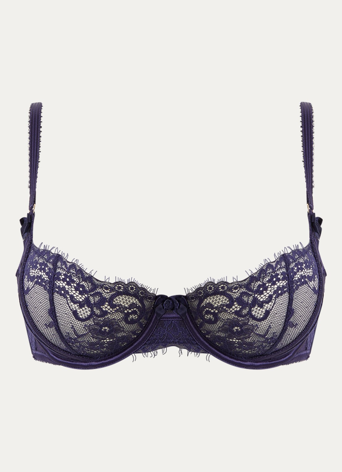 Lounge Cassandra balconette bh van mesh - voorkant donkerblauw